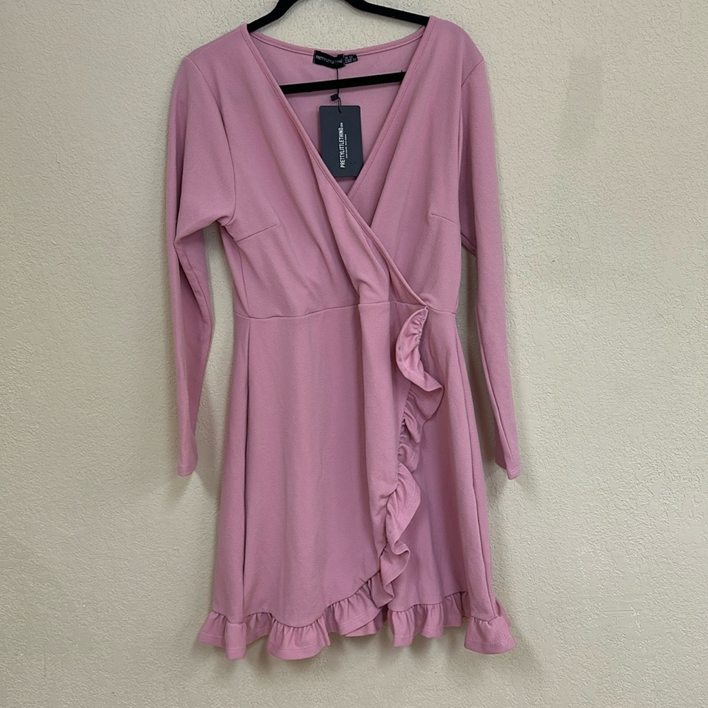 Elegant Pink Wrap Dress